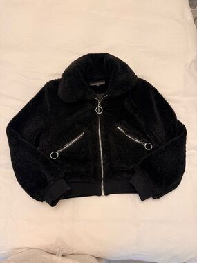 Blank NYC Black Faux Fur Bomber Jacket (Size M but fits like S)